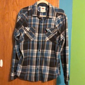 Blue Plaid Flannel Shirt Levi’s Men’s Size Medium